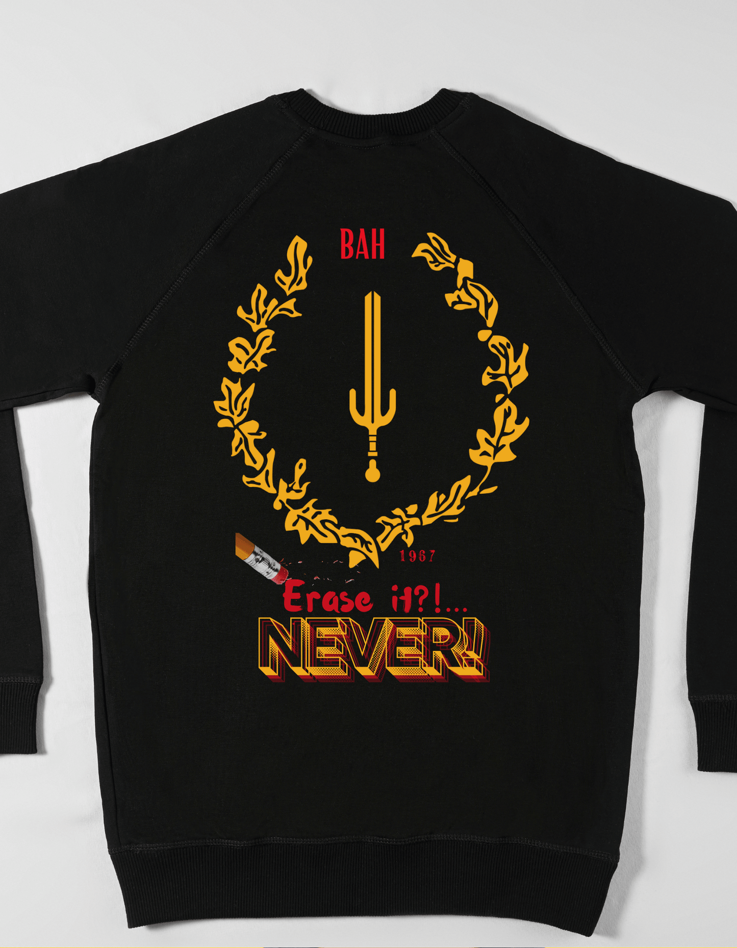BAH ERASE? NEVER- CREWNECK