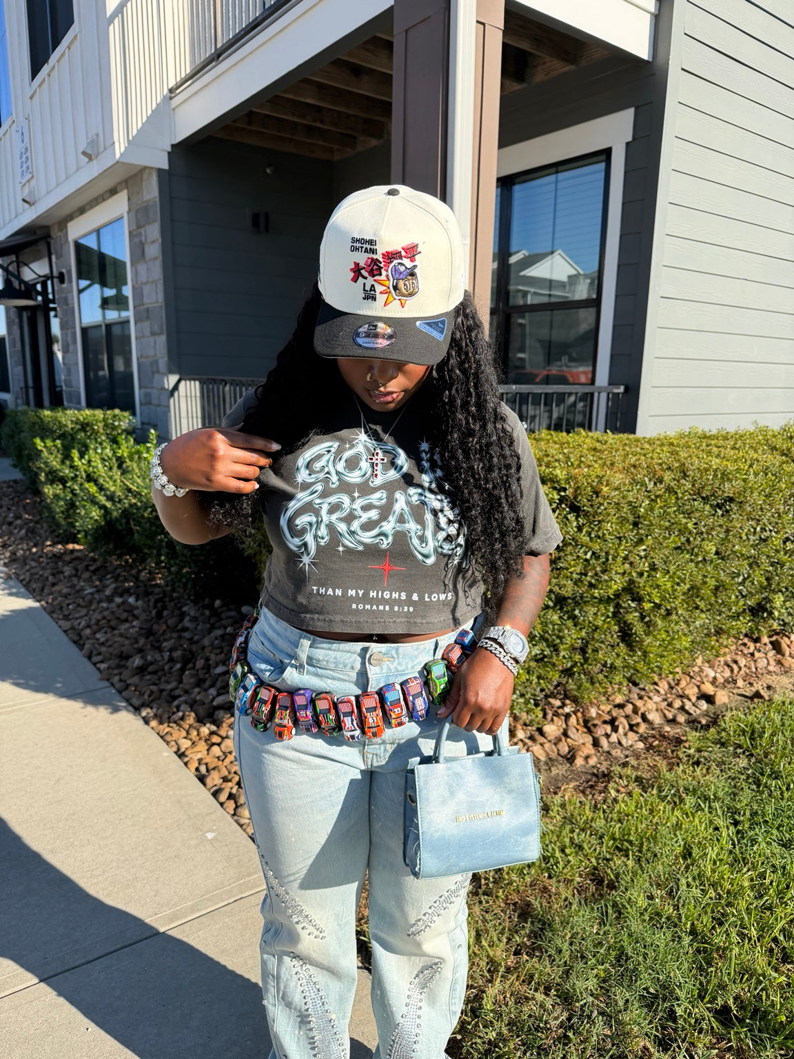 God Is Greater Vintage Gray Crop Tee